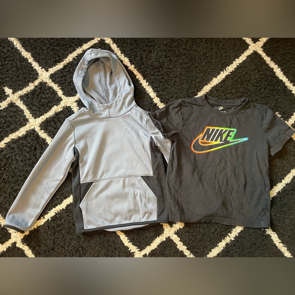 Nike Kids Gray Hoodie and Black T-Shirt Set